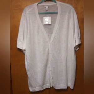 Croft & Barrow White Short Sleeved Sweater - Size 3X